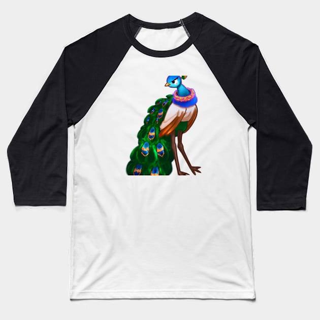 Cute Peacock Drawing Baseball T-Shirt by Play Zoo